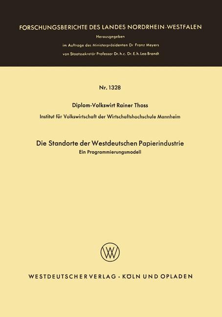 Die Standorte der westdeutschen Papierindustrie