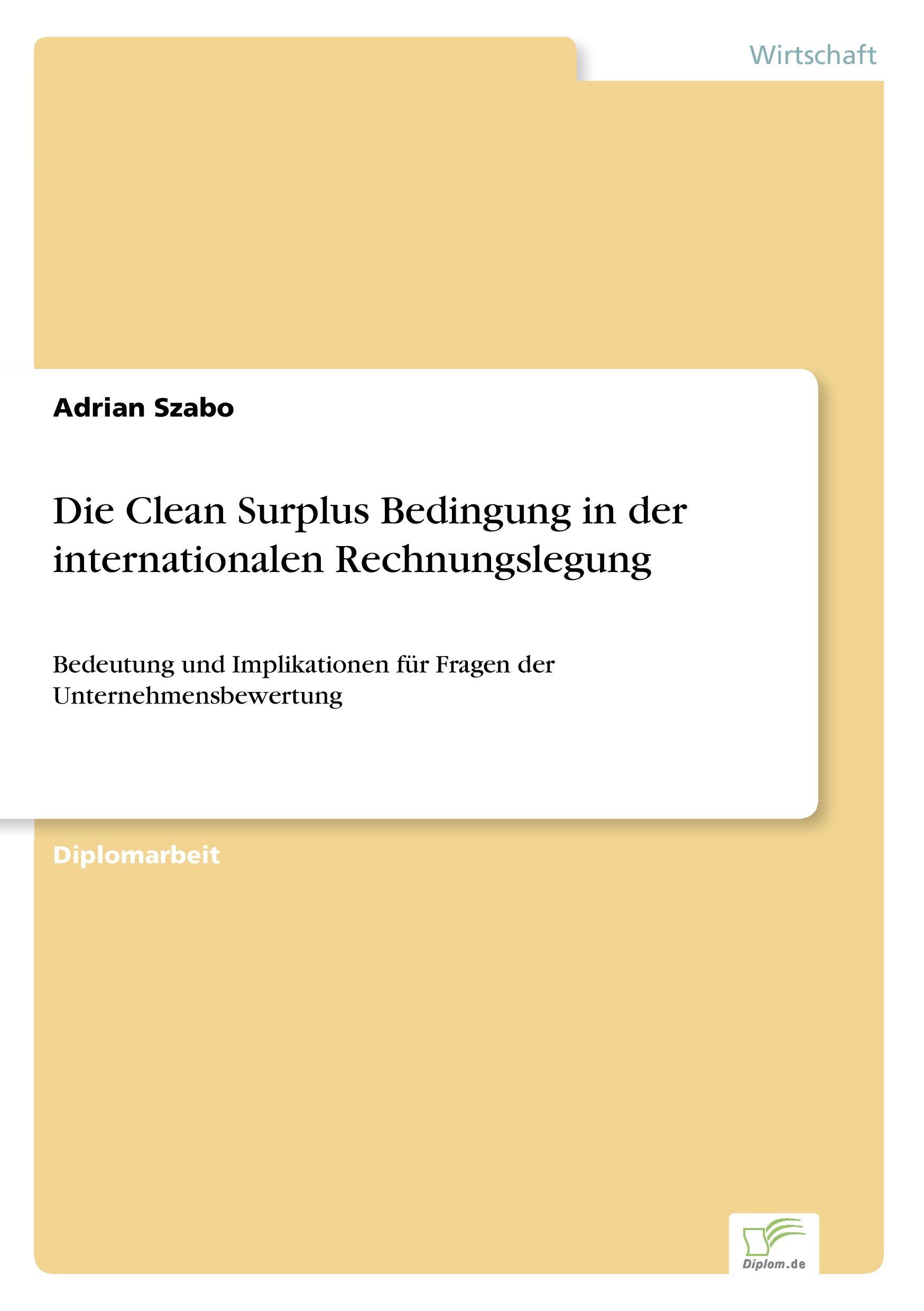 Die Clean Surplus Bedingung in der internationalen Rechnungslegung