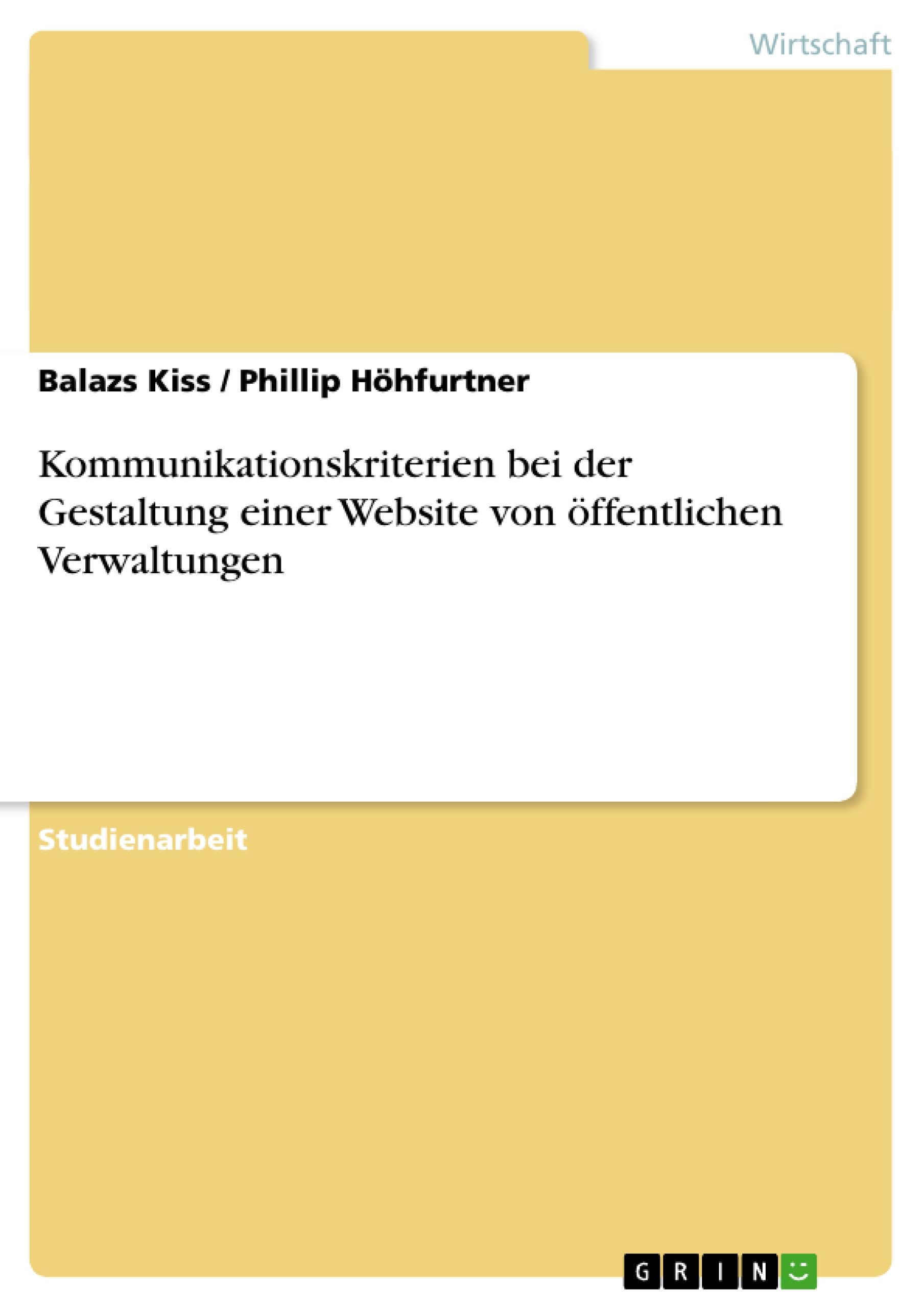 Kommunikationskriterien bei der Gestaltung einer Website von öffentlichen Verwaltungen