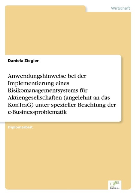 Anwendungshinweise bei der Implementierung eines Risikomanagementsystems für Aktiengesellschaften (angelehnt an das KonTraG) unter spezieller Beachtung der e-Businessproblematik