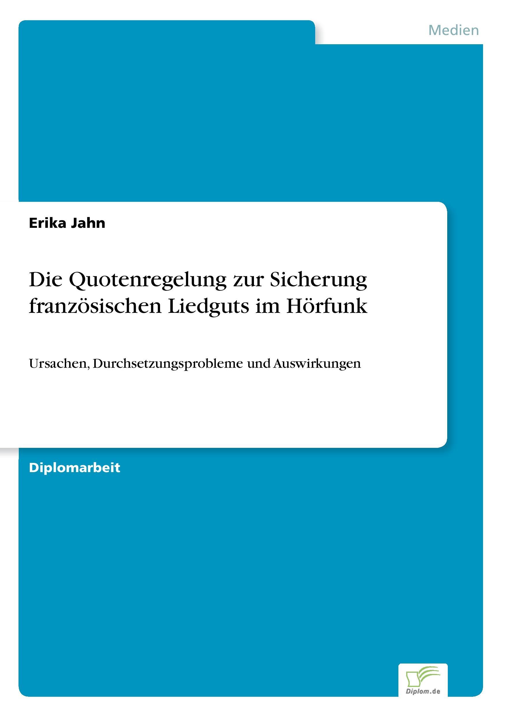 Die Quotenregelung zur Sicherung französischen Liedguts im Hörfunk