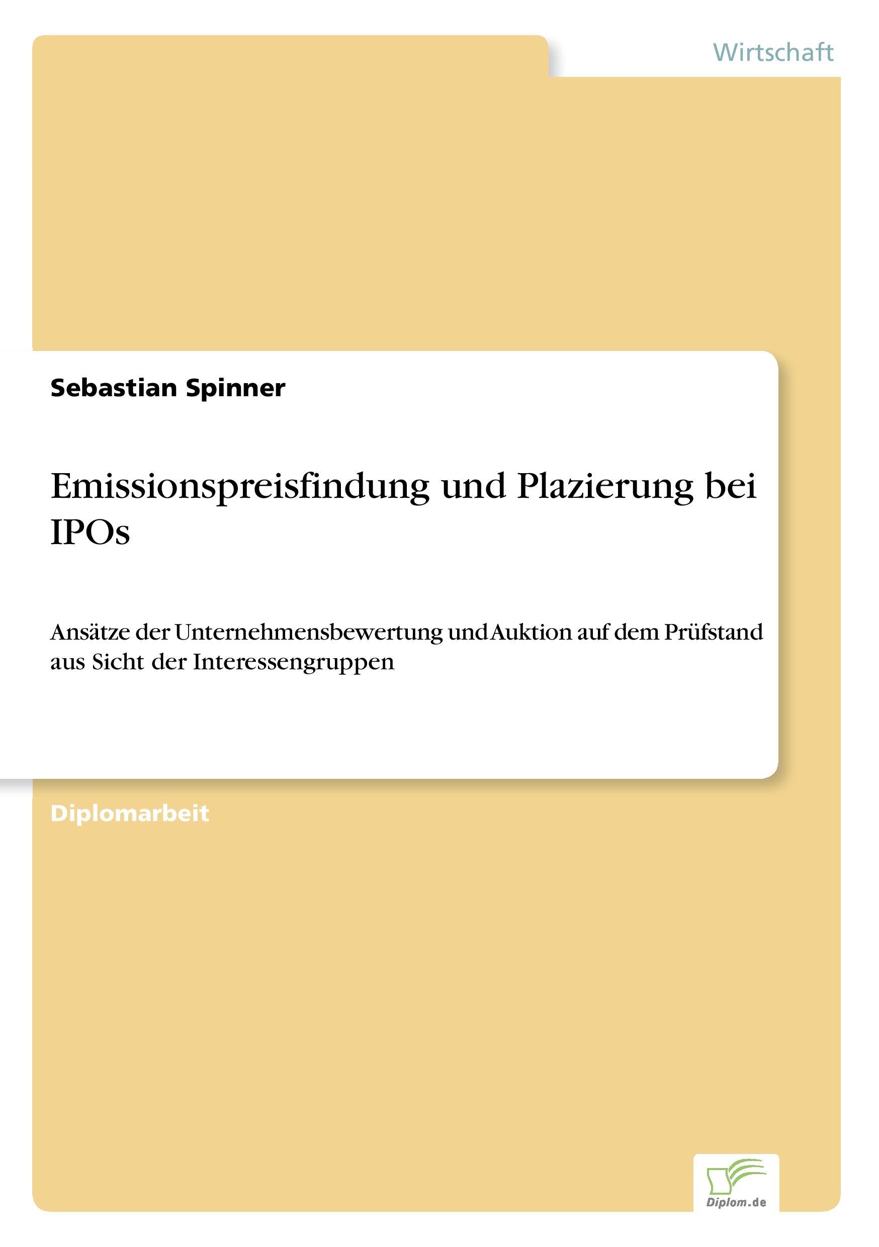 Emissionspreisfindung und Plazierung bei IPOs