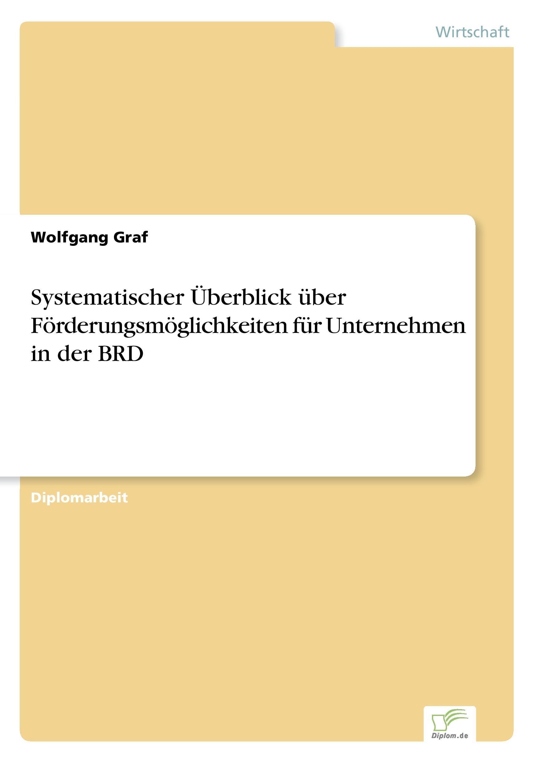 Systematischer Überblick über Förderungsmöglichkeiten für Unternehmen in der BRD