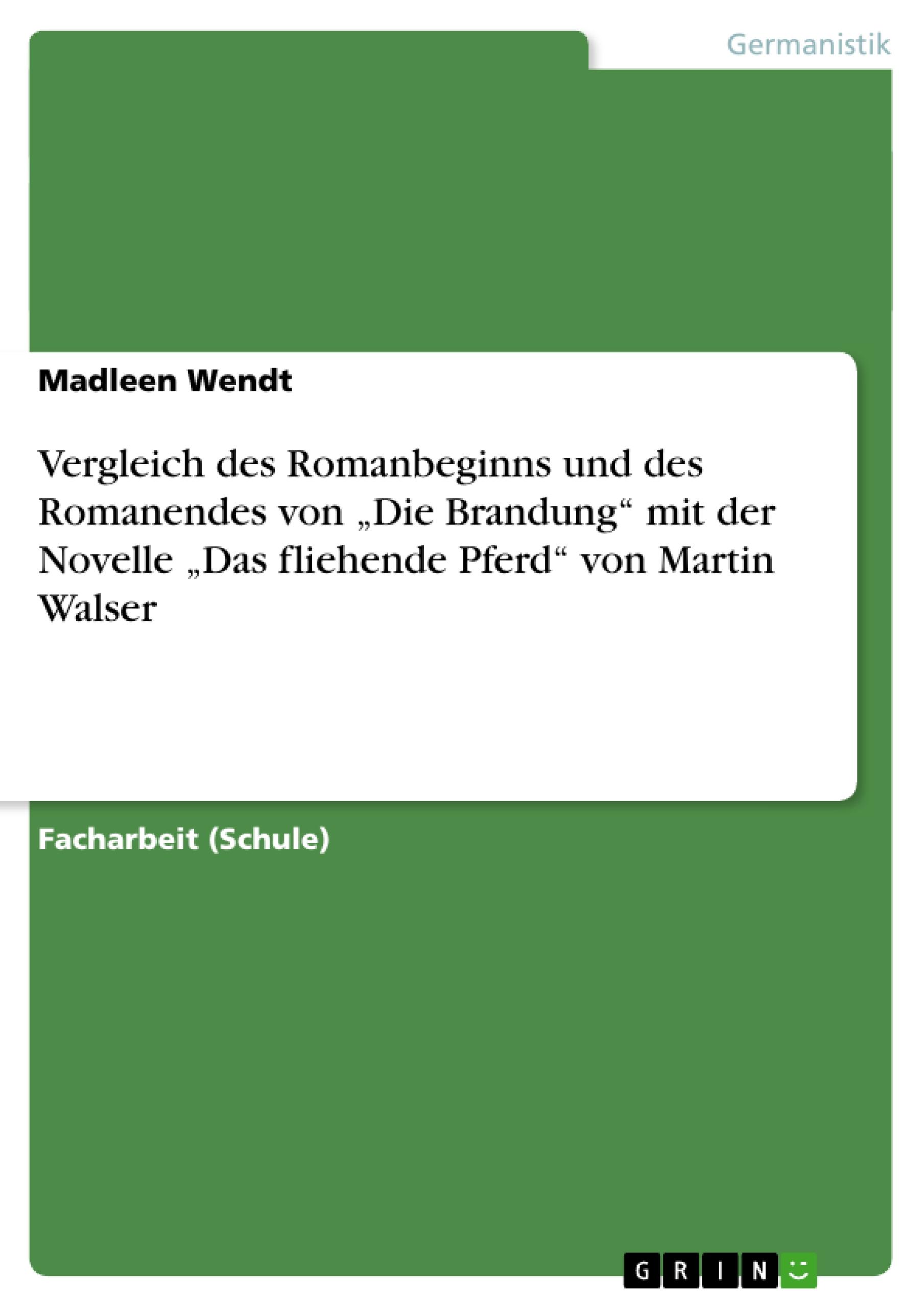 Vergleich des Romanbeginns und des Romanendes von ¿Die Brandung¿  mit der Novelle ¿Das fliehende Pferd¿ von Martin Walser