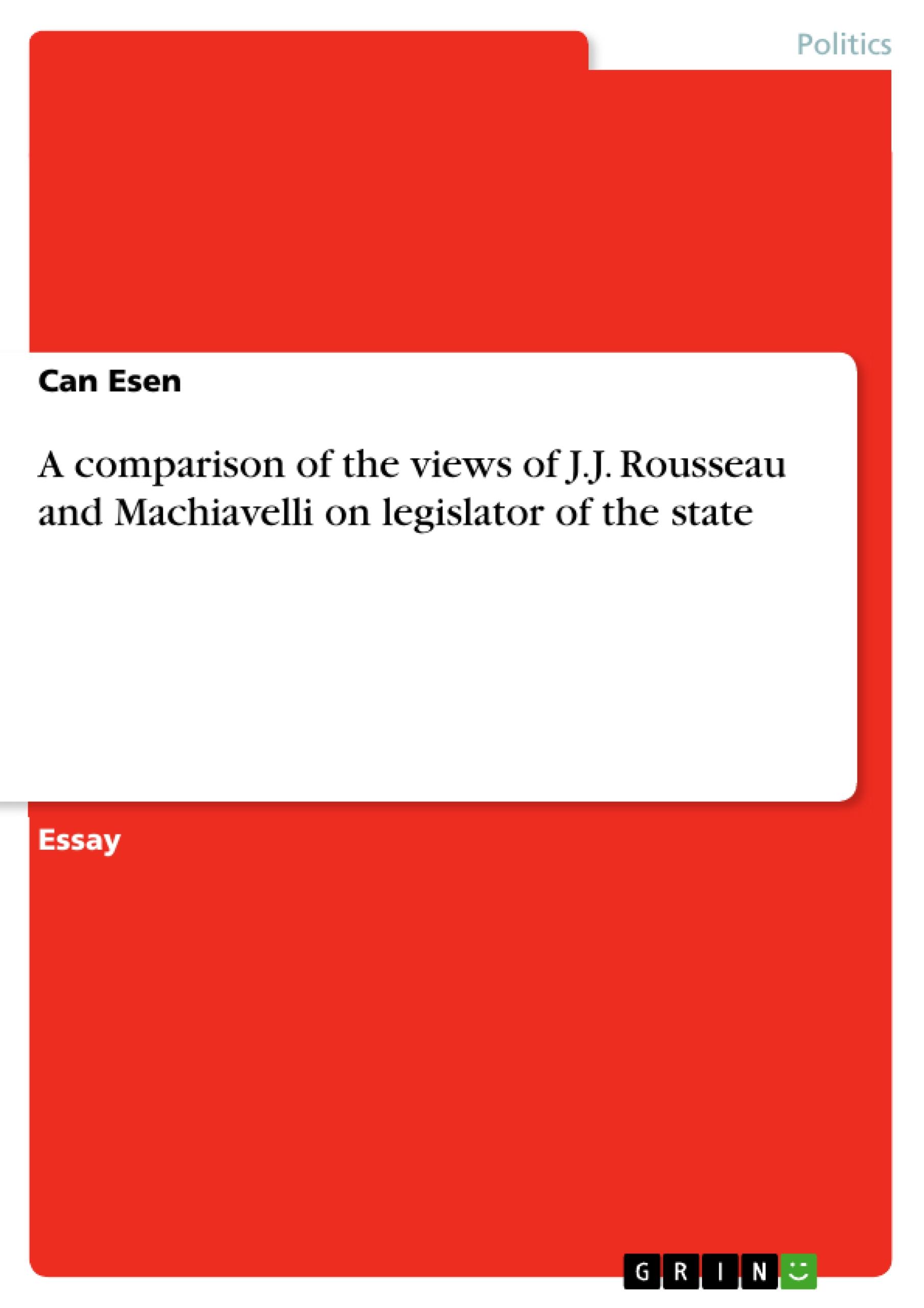 A comparison of the views of J.J. Rousseau and Machiavelli on legislator of the state