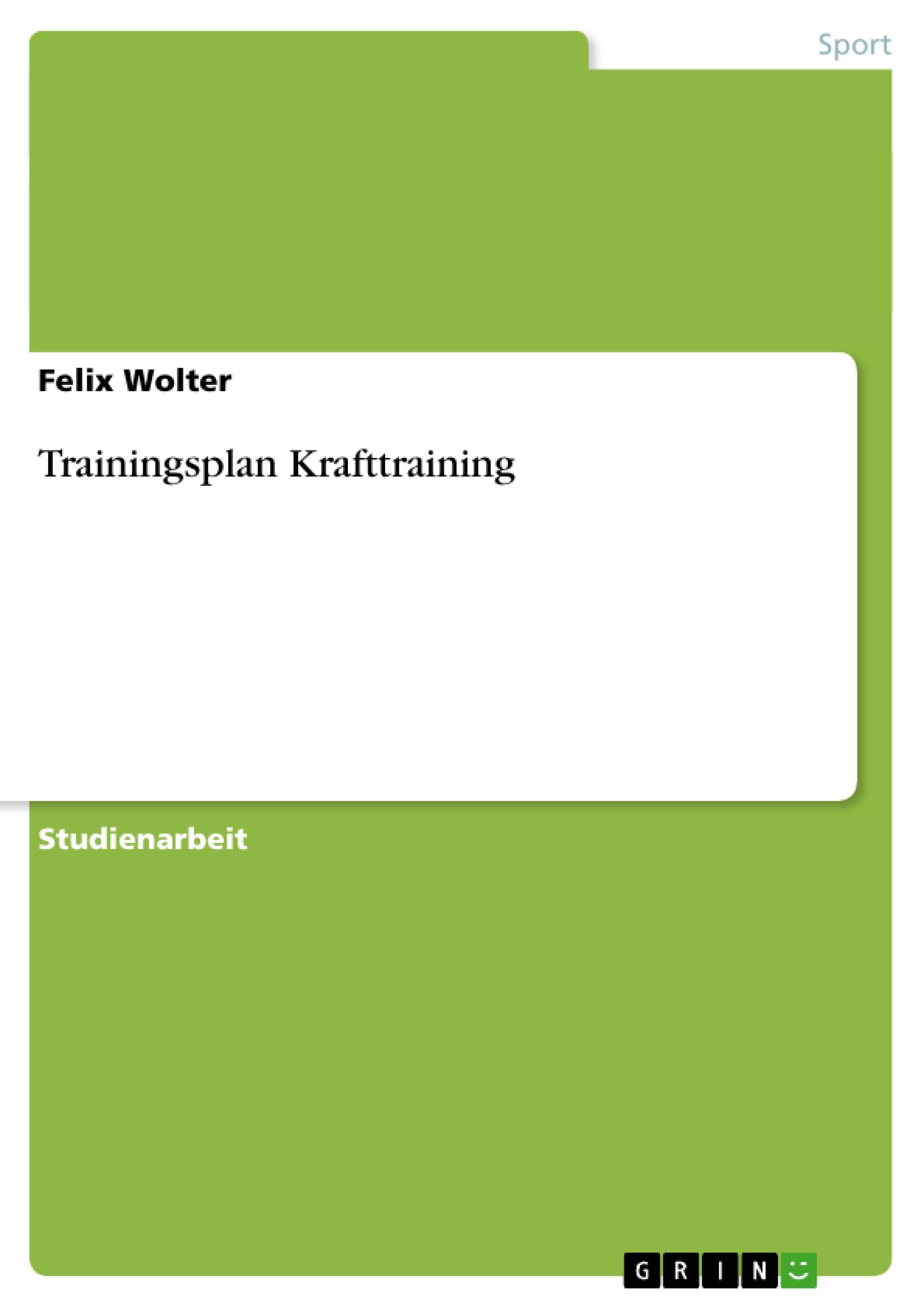 Trainingsplan Krafttraining