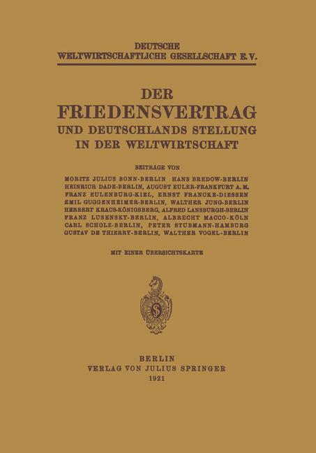 Der Friedensvertrag und Deutschlands Stellung in der Weltwirtschaft