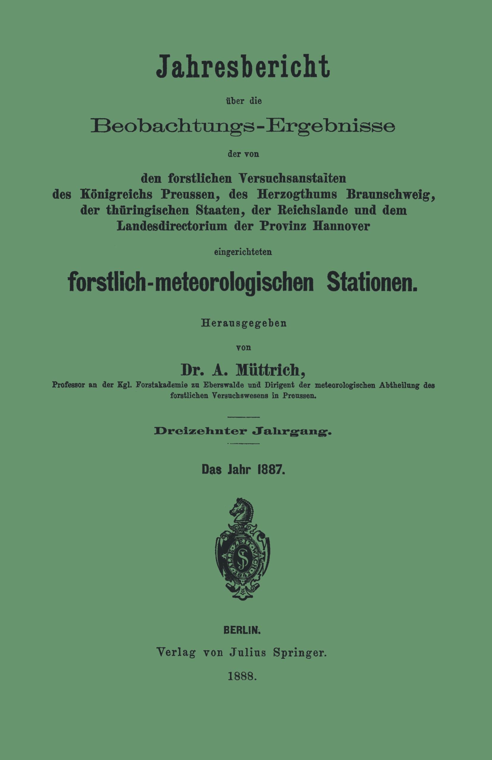 Jahresbericht über die Beobachtungs-Ergebnisse der von den forstlichen Versuchsanstalten