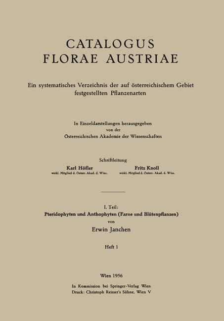 I. Teil: Pteridophyten und Anthophyten (Farne und Blütenpflanzen)