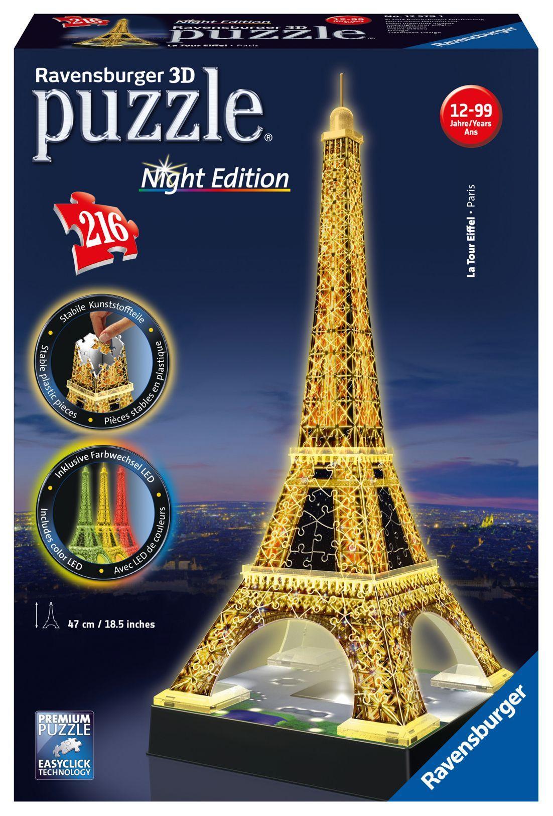 Eiffelturm bei Nacht. 3D-Puzzle 216 Teile