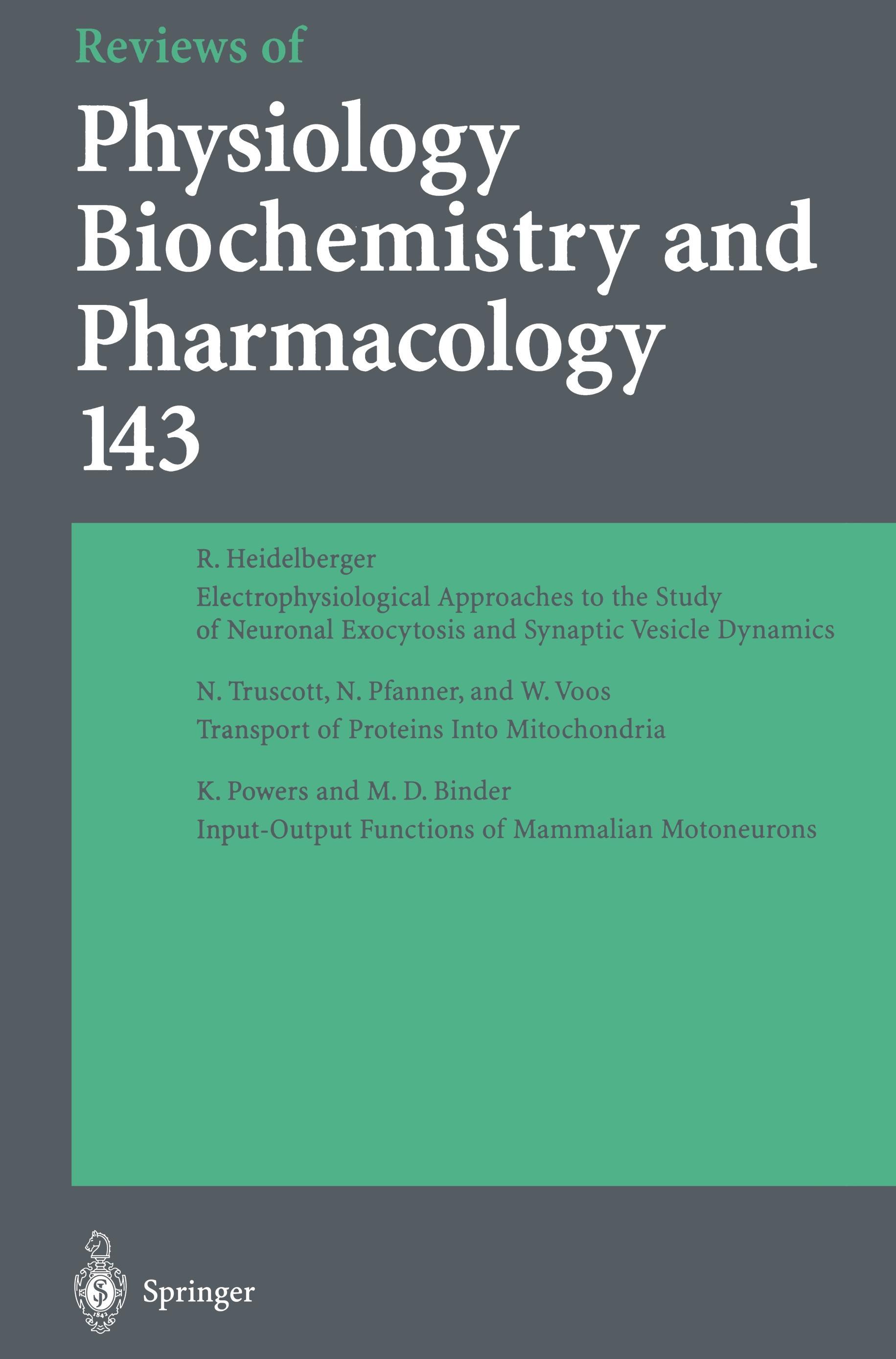 Reviews of Physiology, Biochemistry and Pharmacology