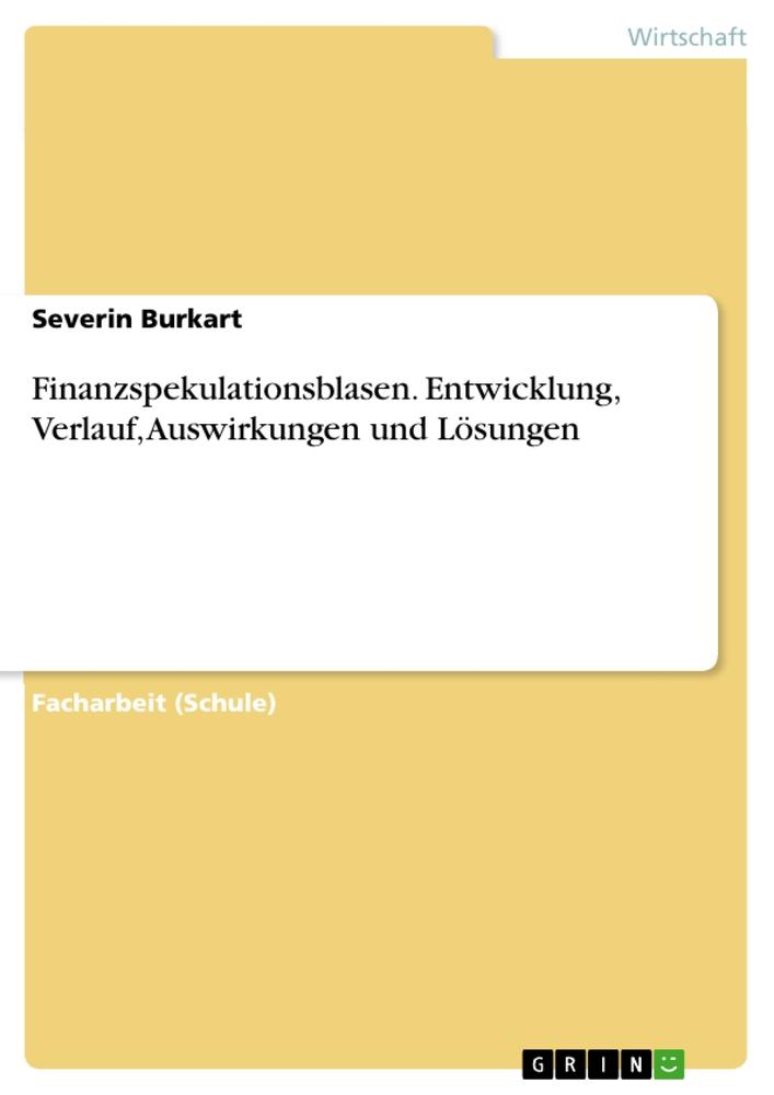 Finanzspekulationsblasen. Entwicklung, Verlauf, Auswirkungen und Lösungen