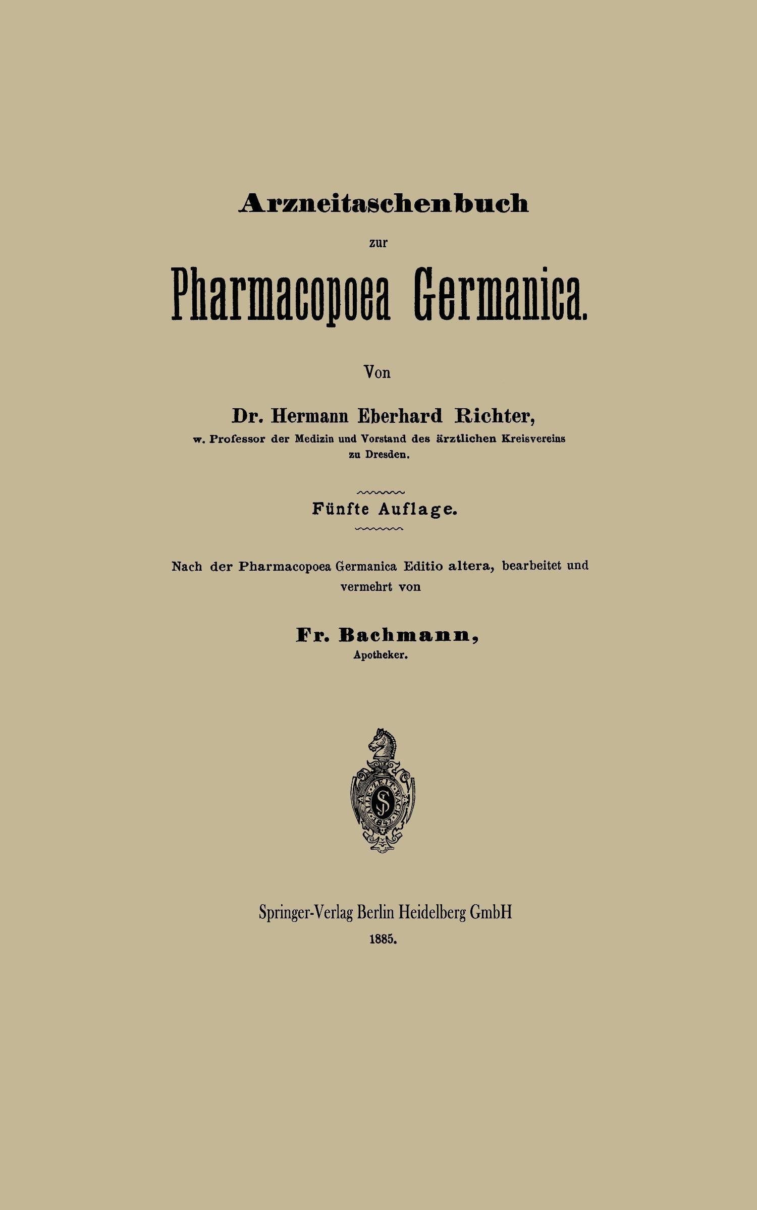 Arzneitaschenbuch zur Pharmacopoea Germanica