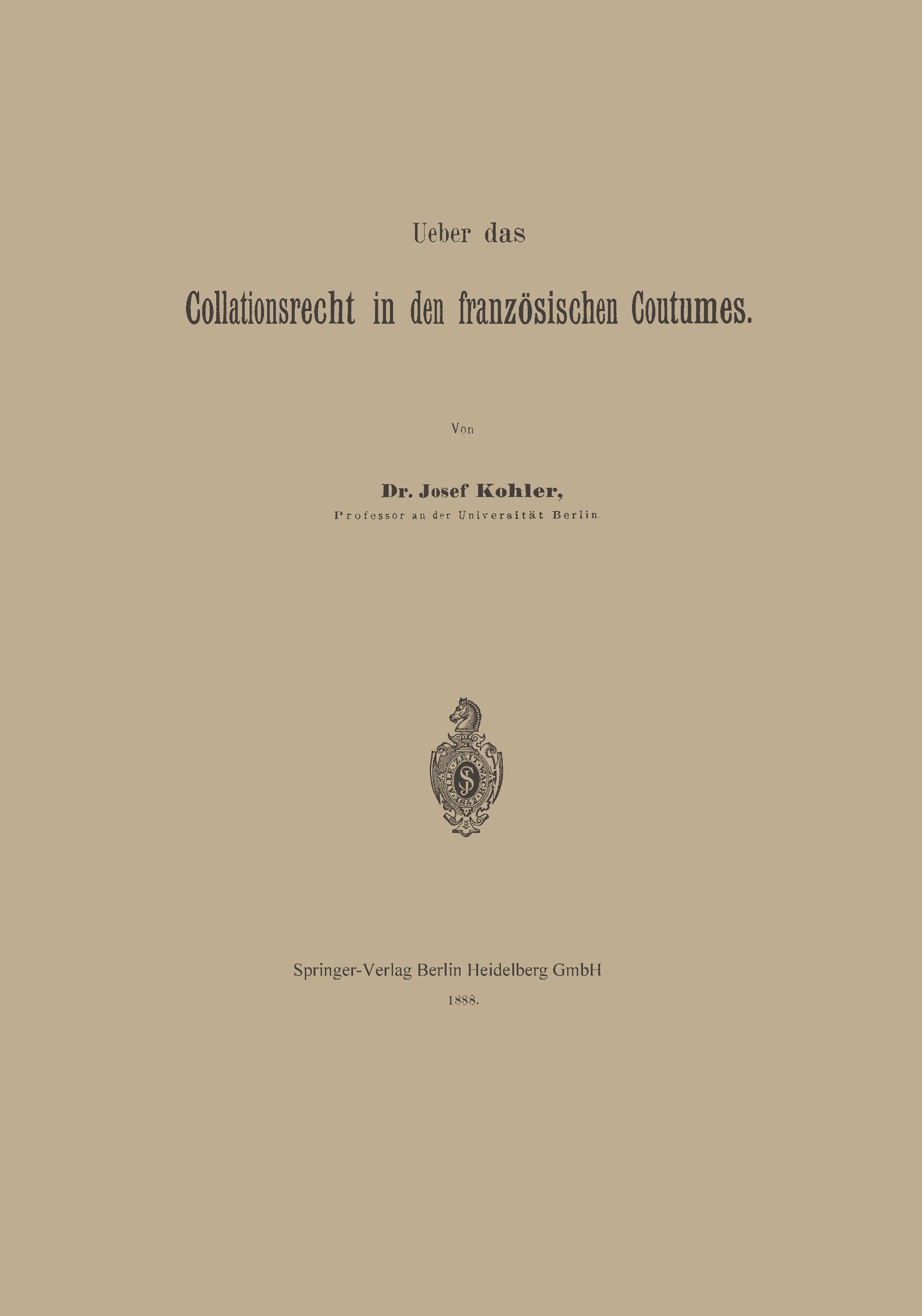 Ueber das Collationsrecht in den französischen Coutumes