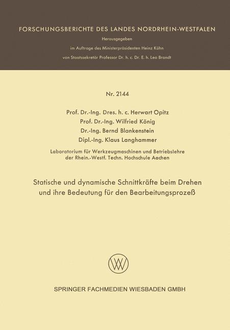 Statische und dynamische Schnittkräfte beim Drehen und ihre Bedeutung für den Bearbeitungsprozeß