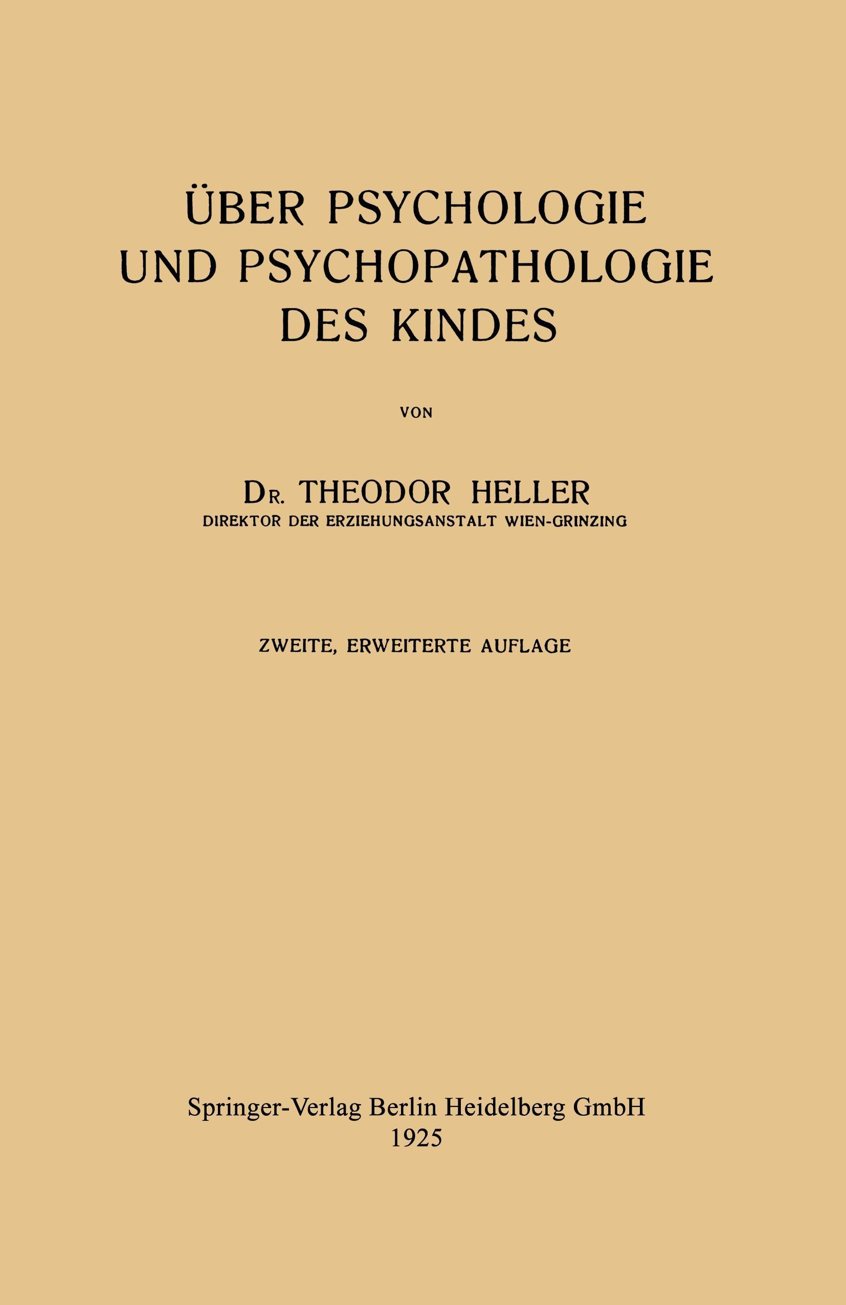 Über Psychologie und Psychopathologie des Kindes