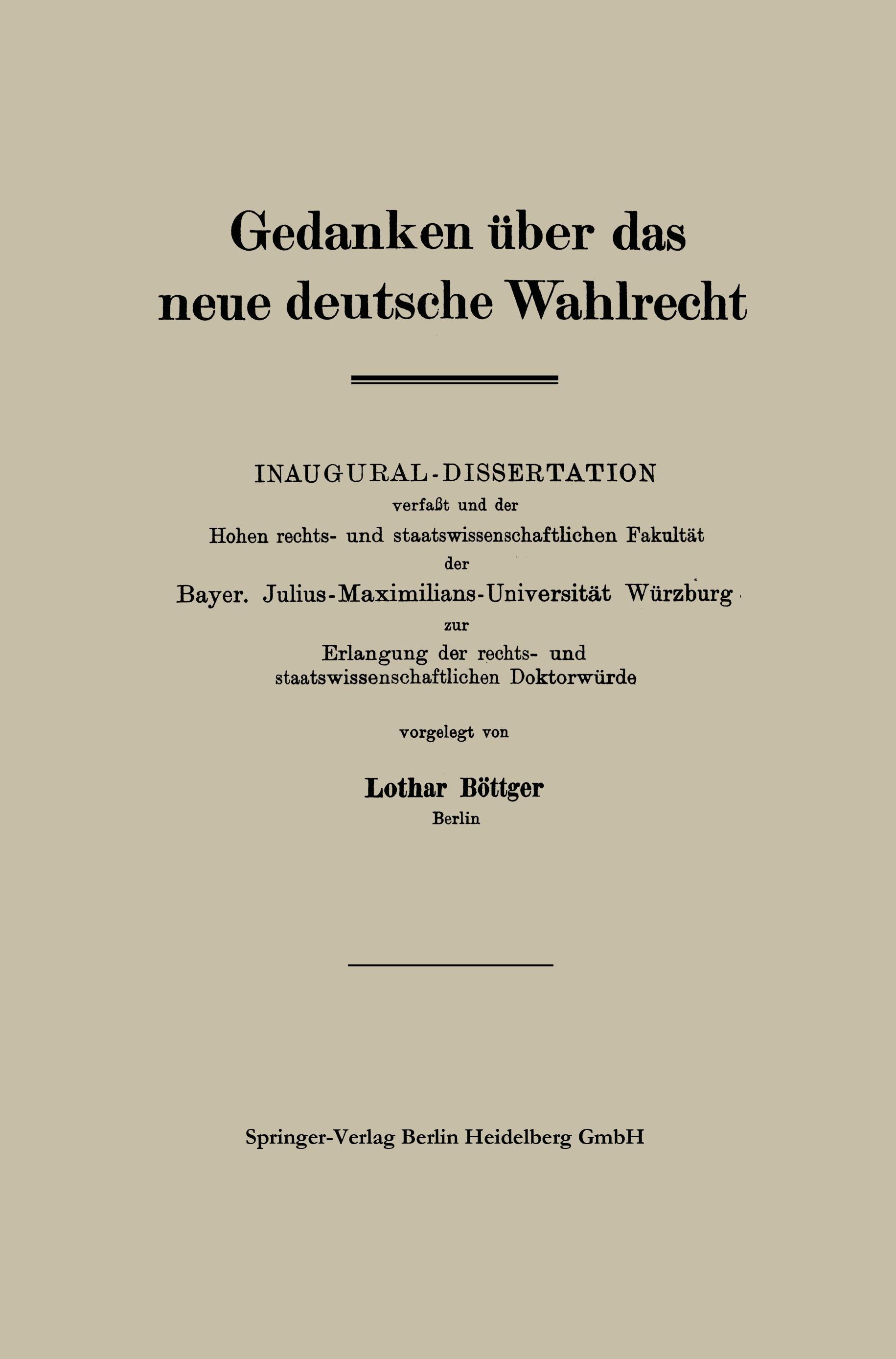 Gedanken über das neue deutsche Wahlrecht