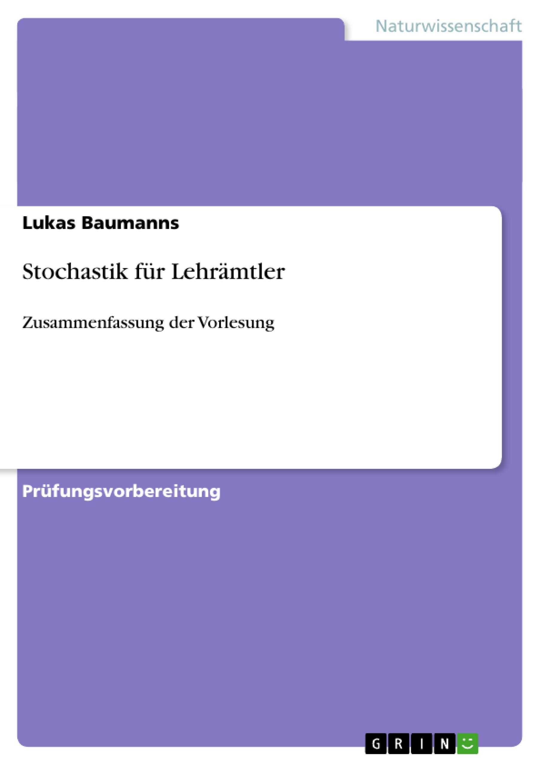 Stochastik für Lehrämtler