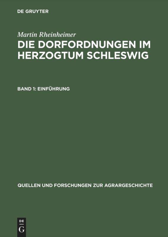 Die Dorfordnungen im Herzogtum Schleswig