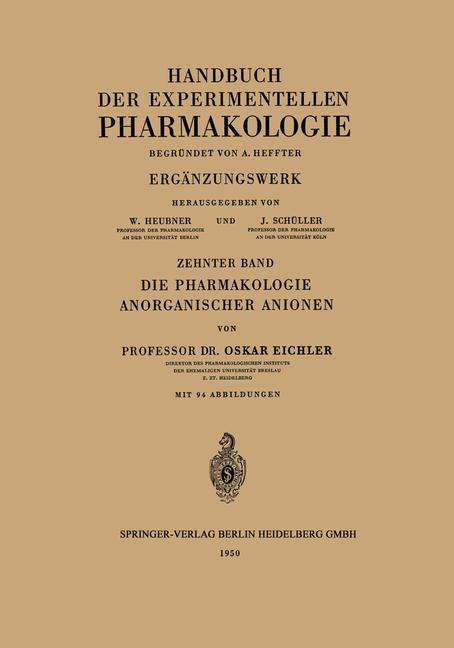 Die Pharmakologie Anorganischer Anionen