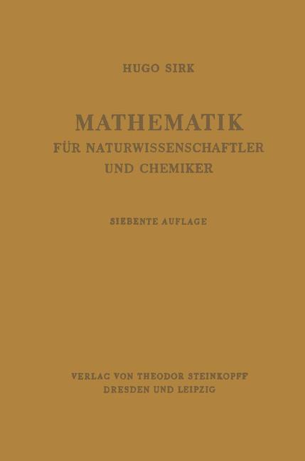 Mathematik für Naturwissenschaftler und Chemiker