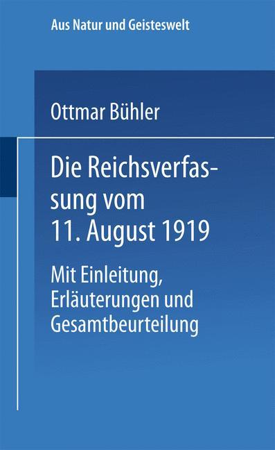 Die Reichsverfassung vom 11. August 1919