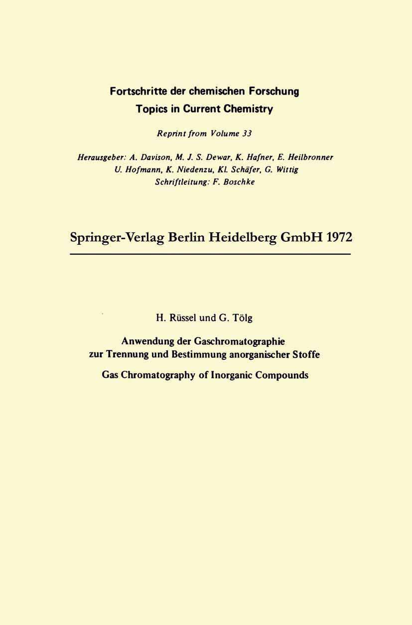 Anwendung der Gaschromatographie zur Trennung und Bestimmung anorganischer Stoffe