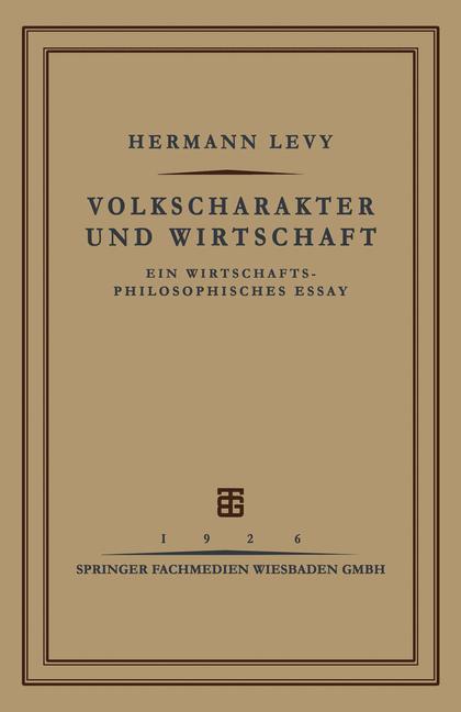 Volkscharakter und Wirtschaft