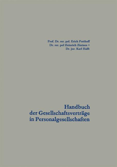 Handbuch der Gesellschaftsverträge in Personalgesellschaften