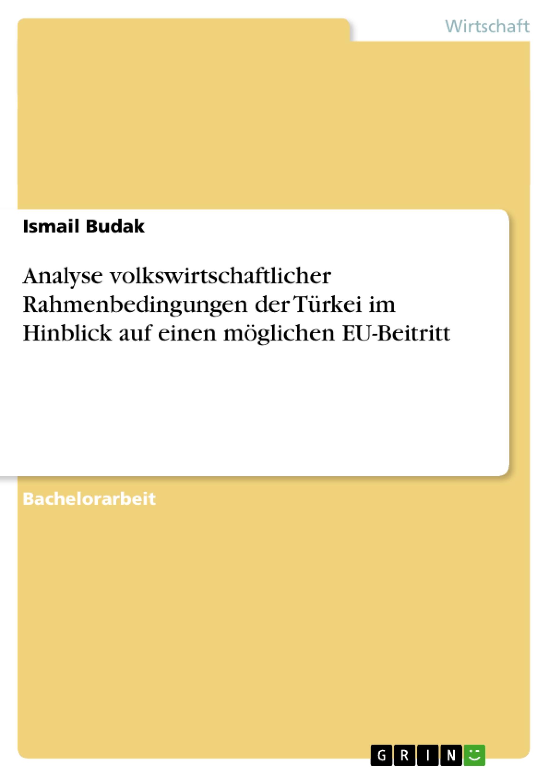 Analyse volkswirtschaftlicher Rahmenbedingungen der Türkei im Hinblick auf einen möglichen EU-Beitritt