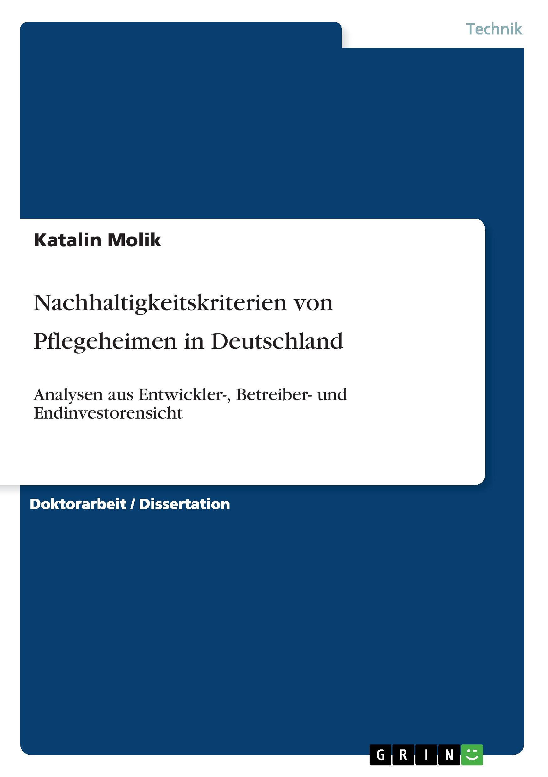 Nachhaltigkeitskriterien von Pflegeheimen in Deutschland