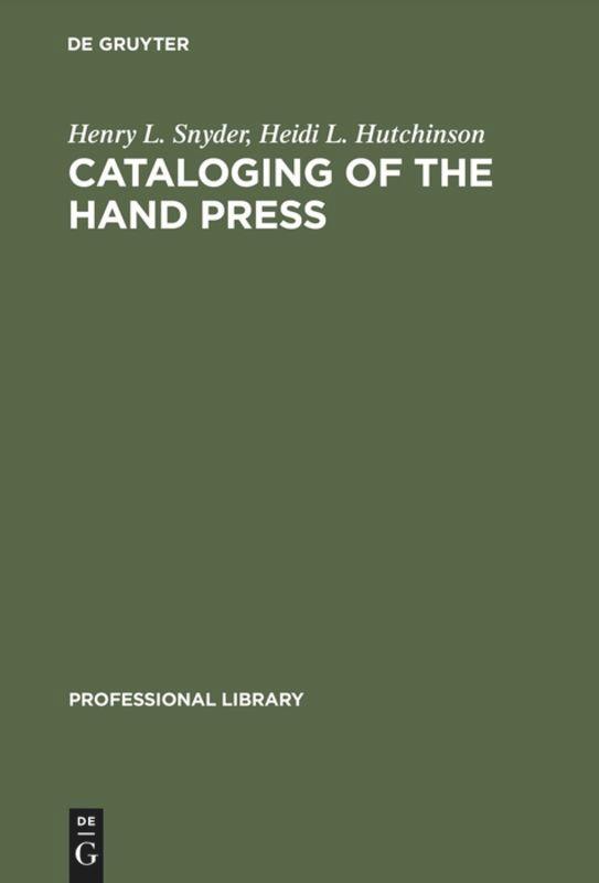 Cataloging of the Hand Press