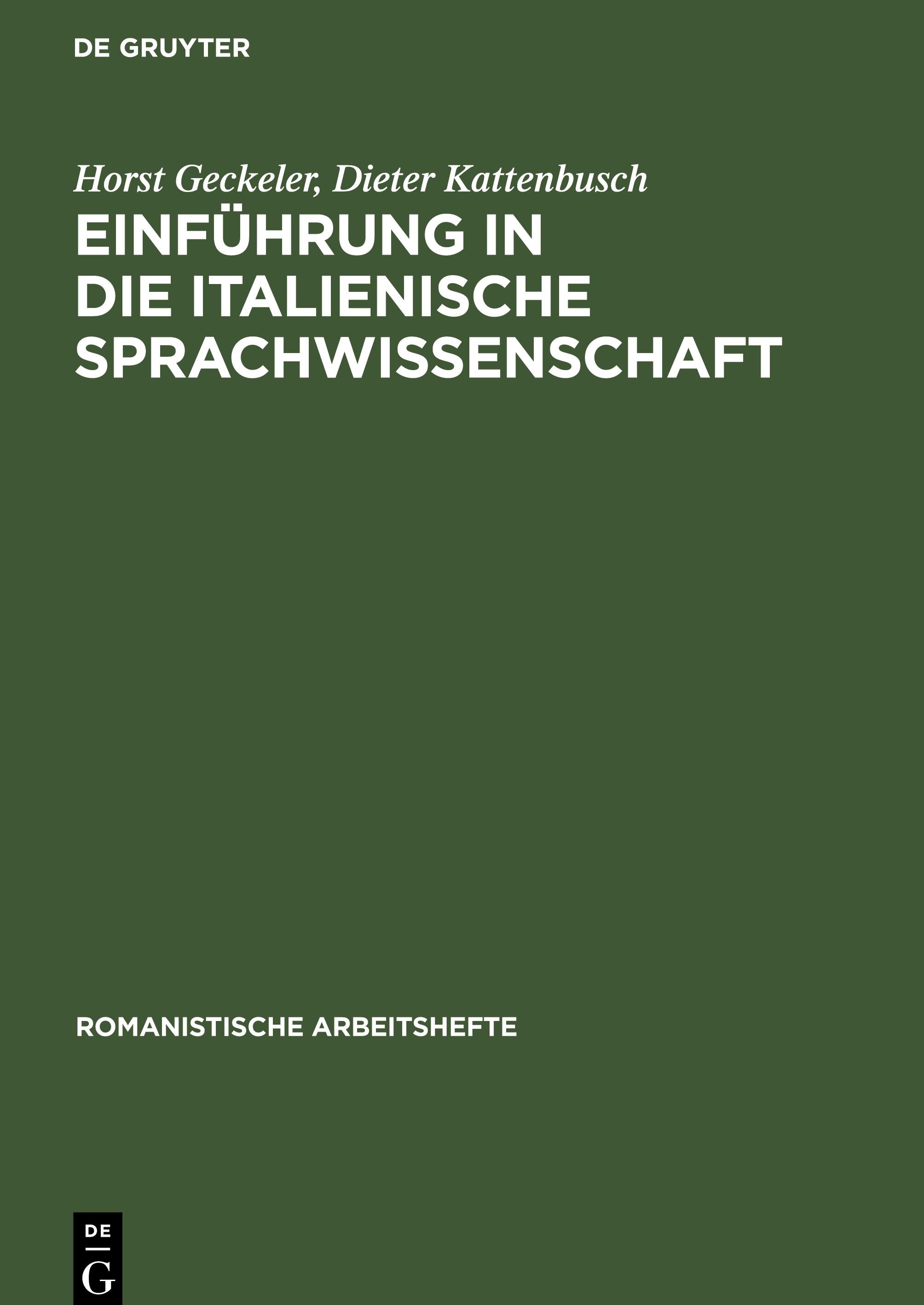 Einführung in die italienische Sprachwissenschaft