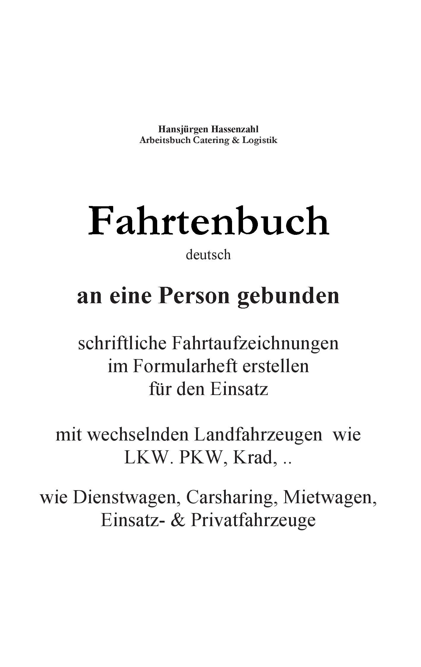 KFZ Fahrtenbuch & Fahrtaufzeichnung Carsharing/Mietwagen