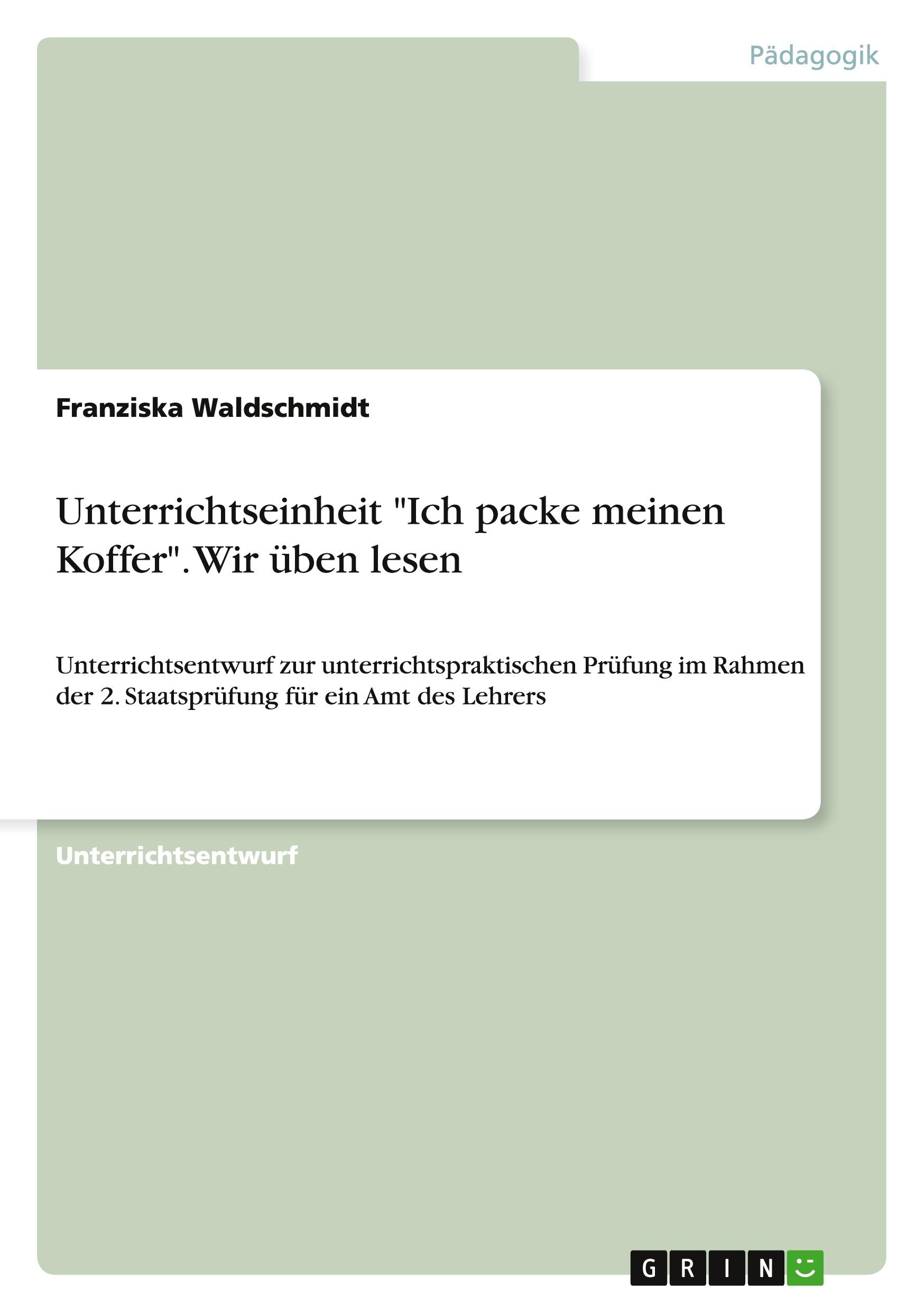 Unterrichtseinheit "Ich packe meinen Koffer". Wir üben lesen