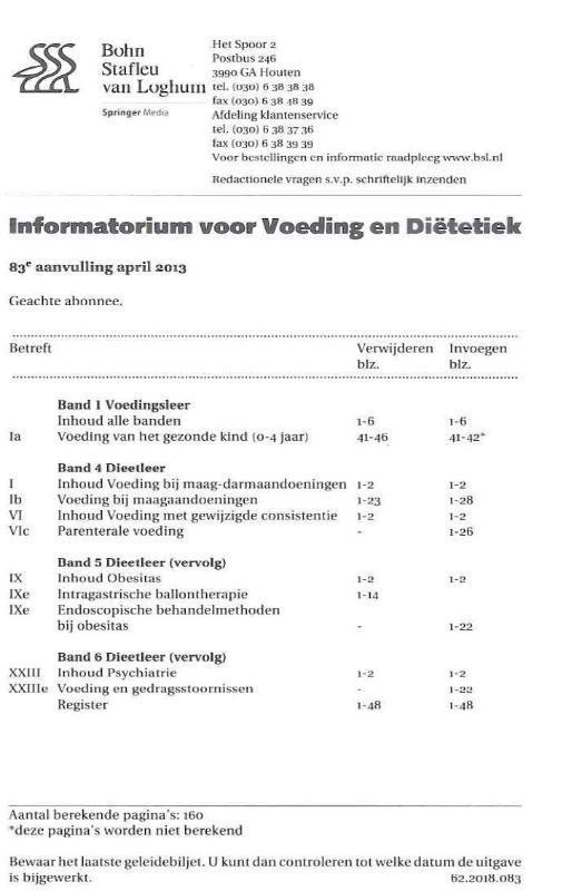 Informatorium Voor Voeding En Diëtetiek: Supplement 83