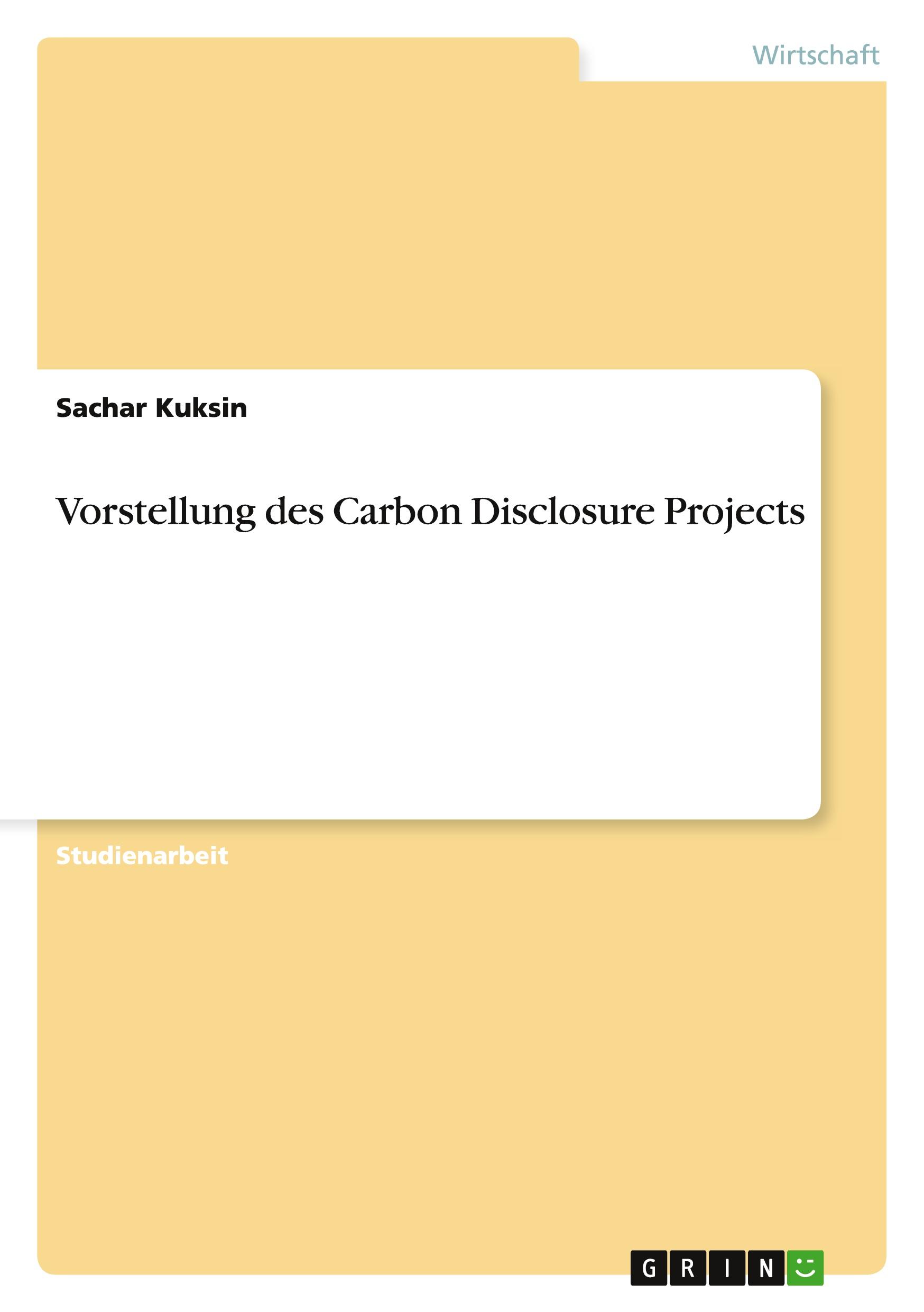 Vorstellung des Carbon Disclosure Projects