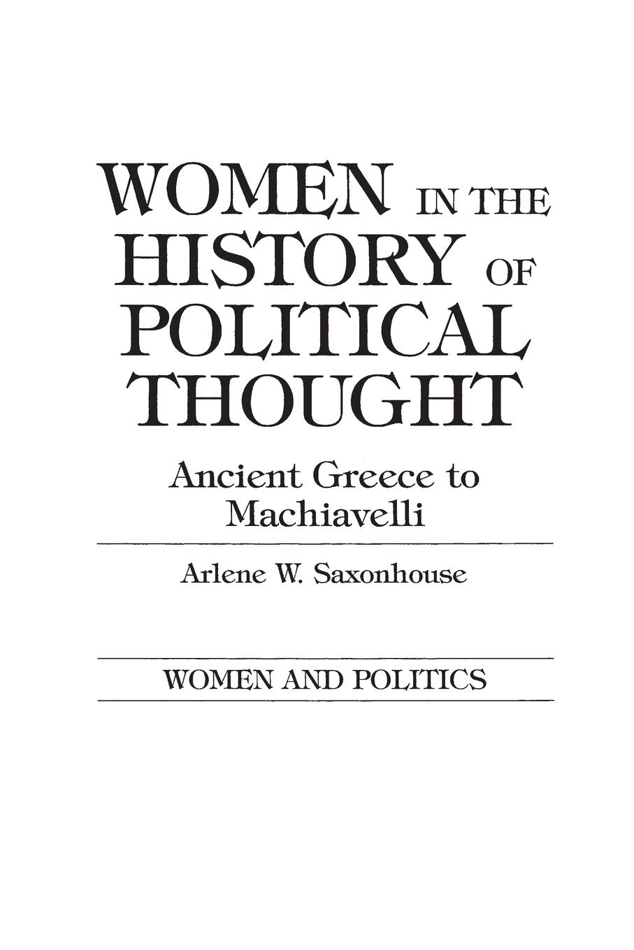 Women in the History of Political Thought