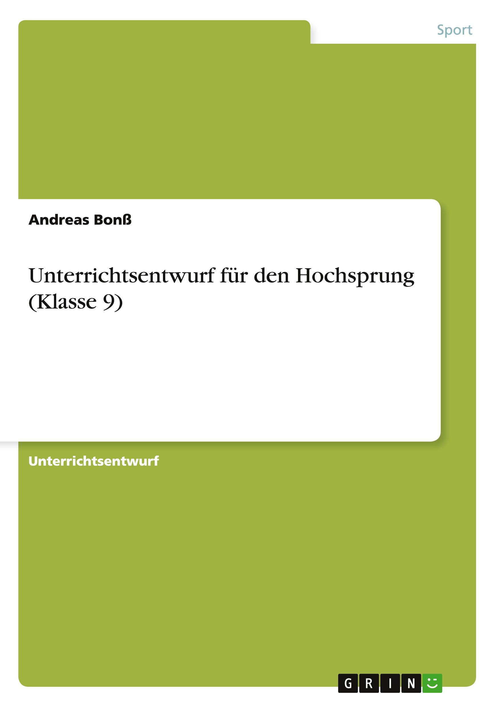 Unterrichtsentwurf für den Hochsprung (Klasse 9)