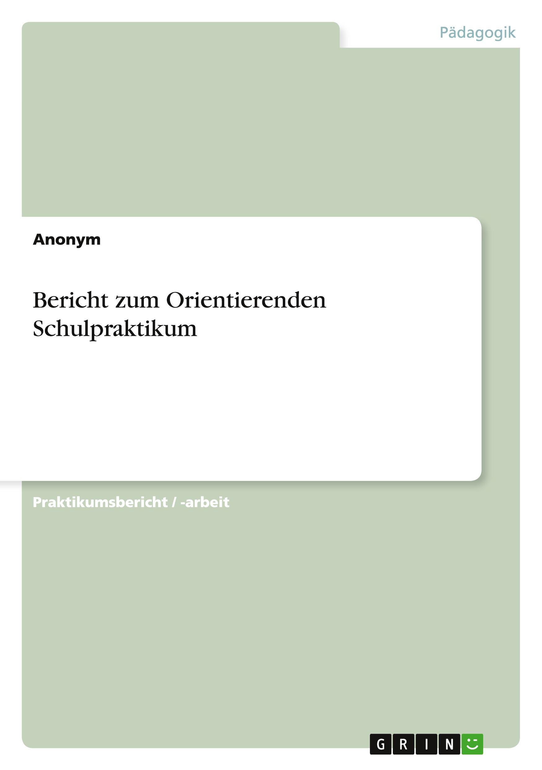 Bericht zum Orientierenden Schulpraktikum