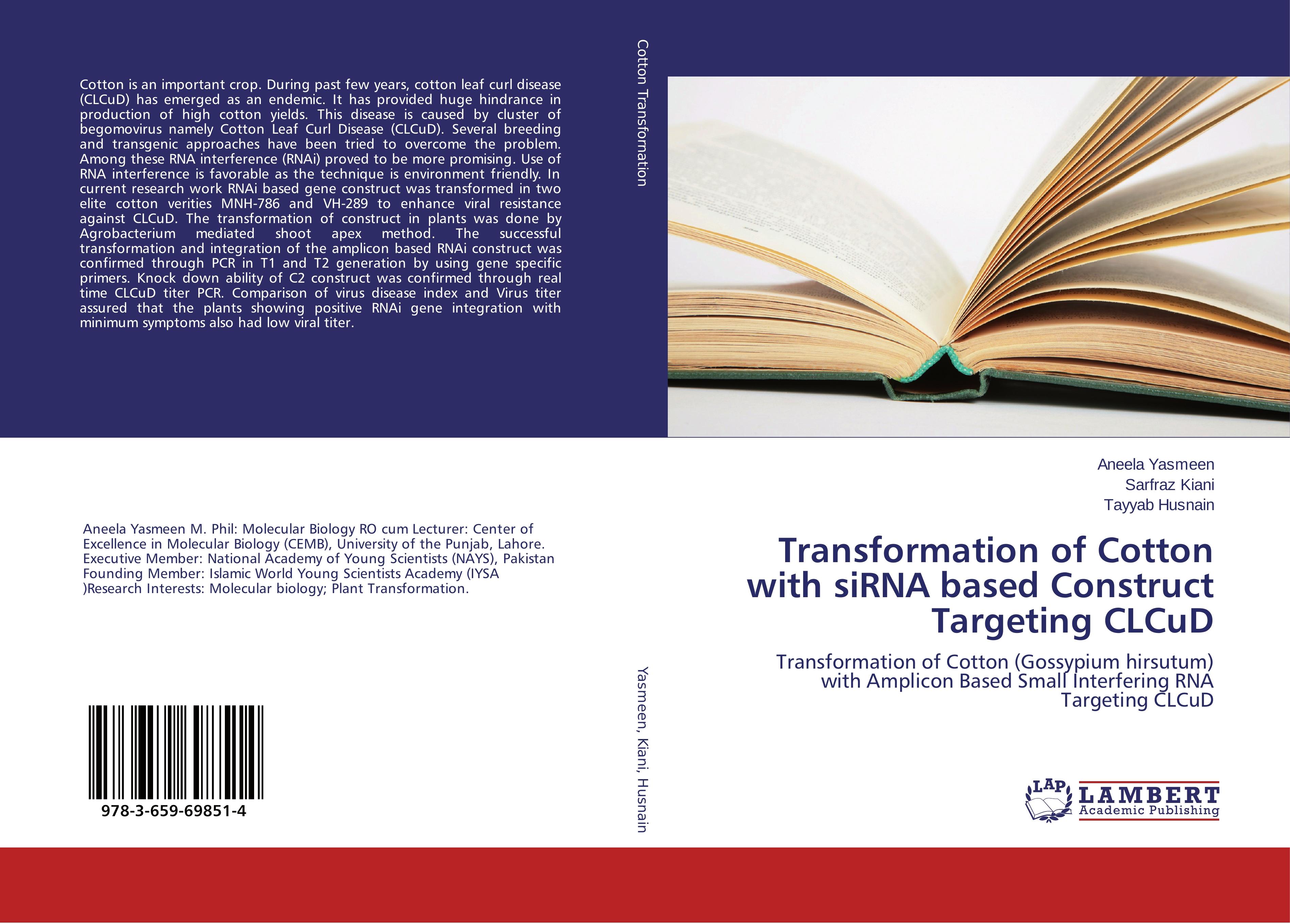 Transformation of Cotton with siRNA based Construct Targeting CLCuD