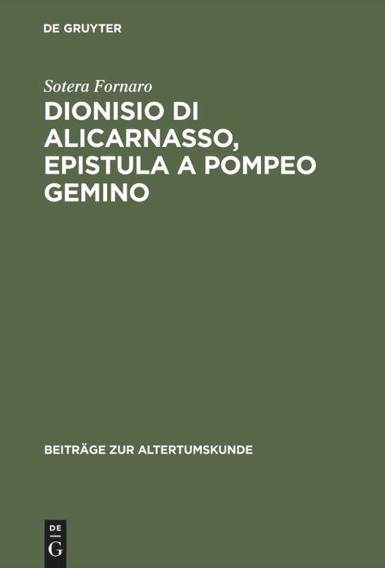 Dionisio di Alicarnasso, Epistula a Pompeo Gemino