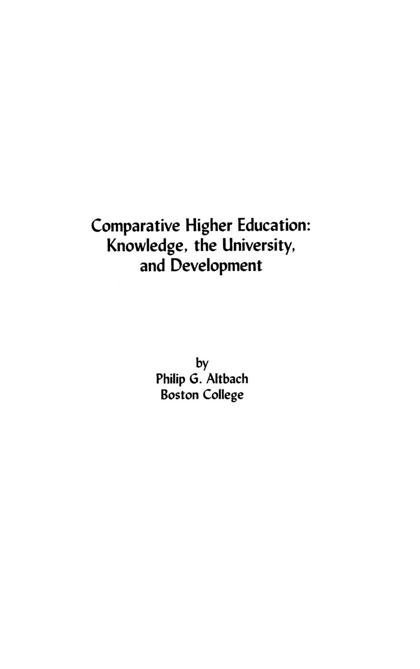 Comparative Higher Education