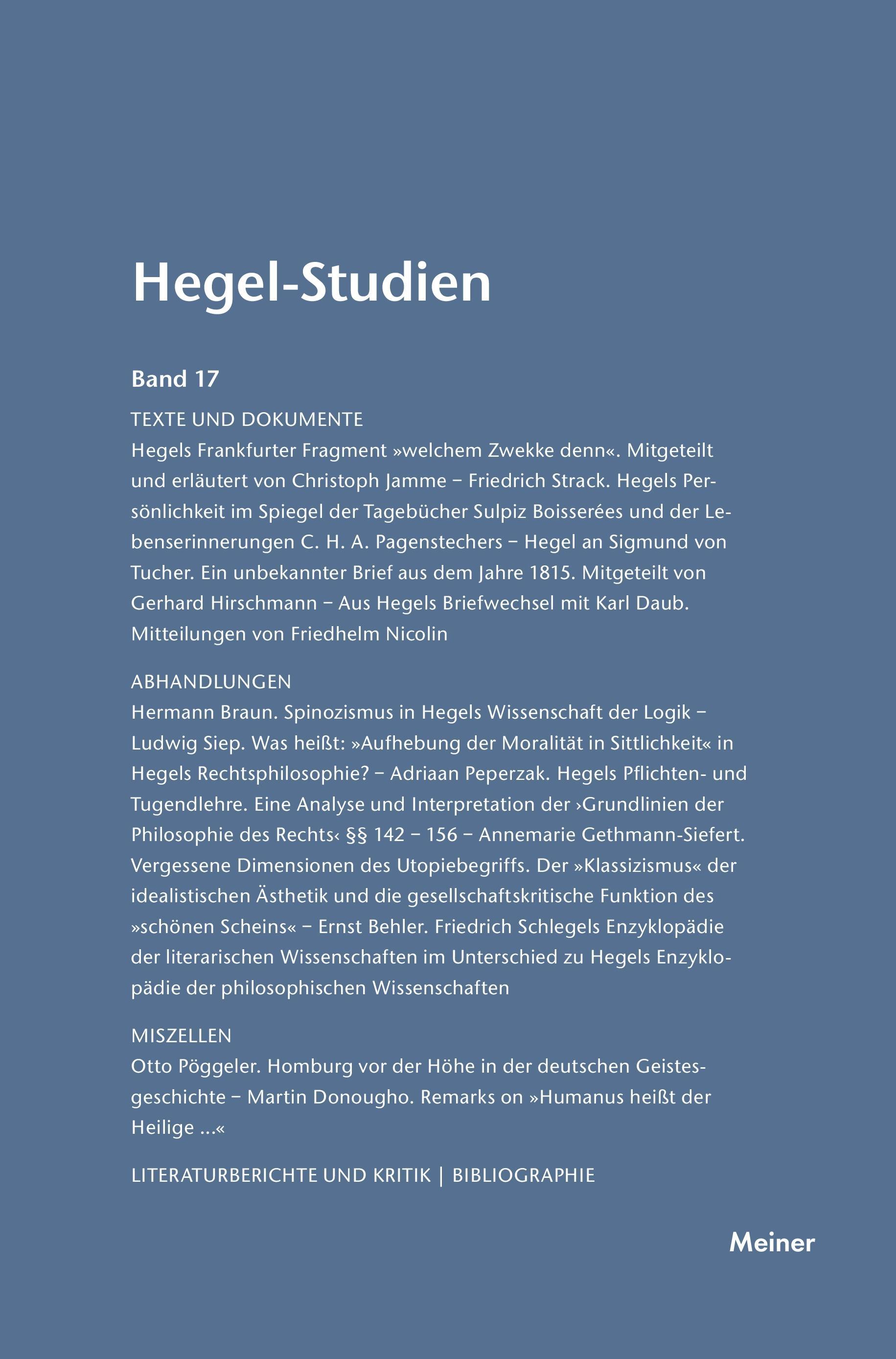 Hegel-Studien / Hegel-Studien Band 17 (1982)