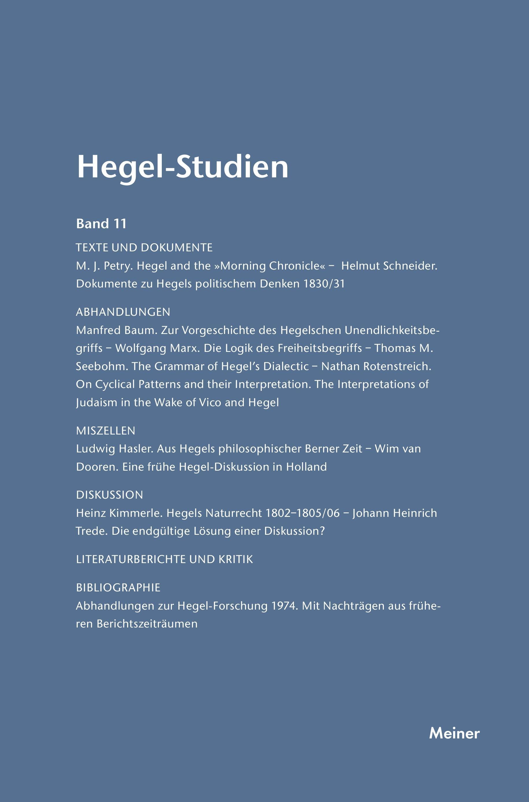 Hegel-Studien / Hegel-Studien Band 11 (1976)