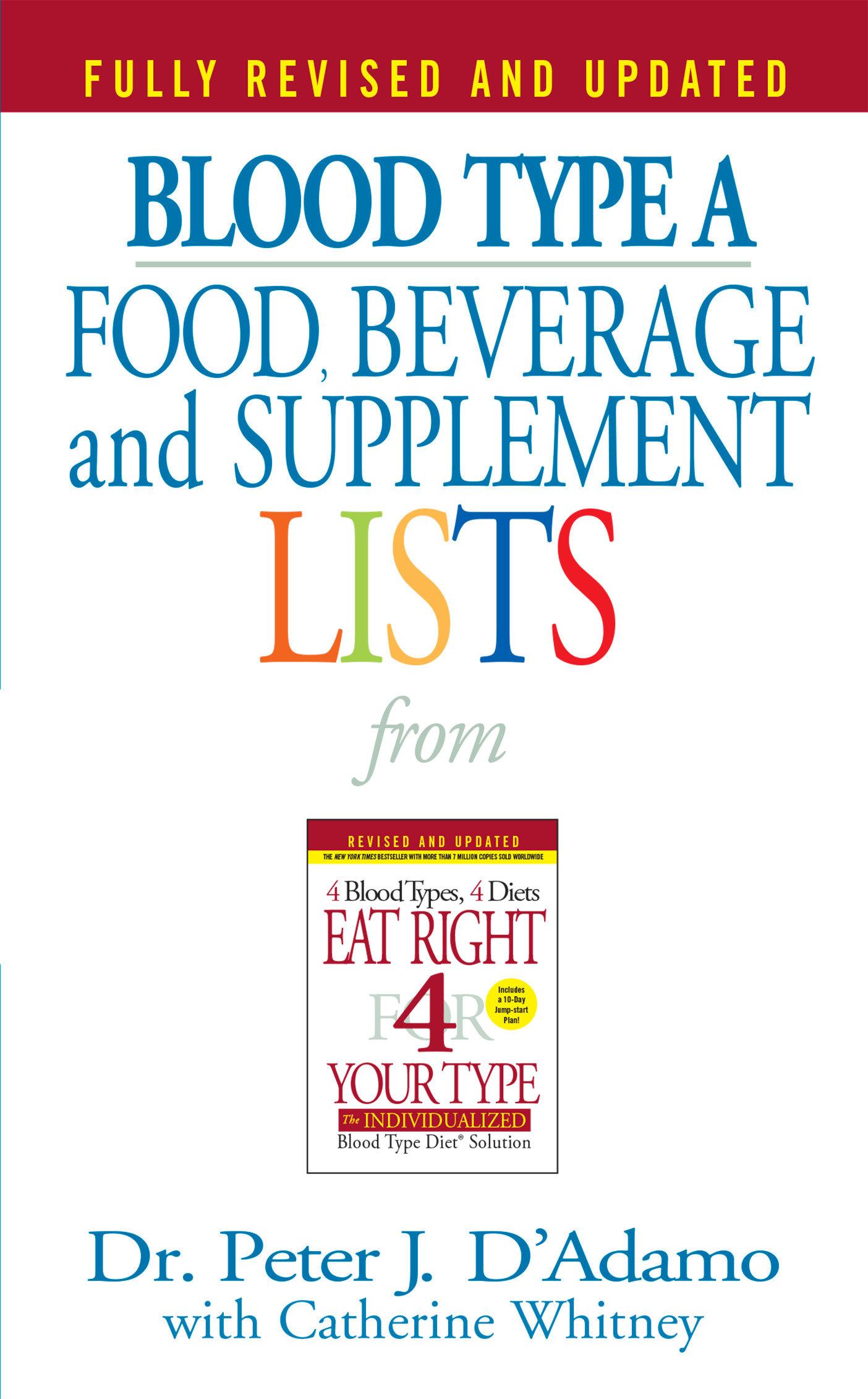 Blood Type a Food, Beverage and Supplement Lists