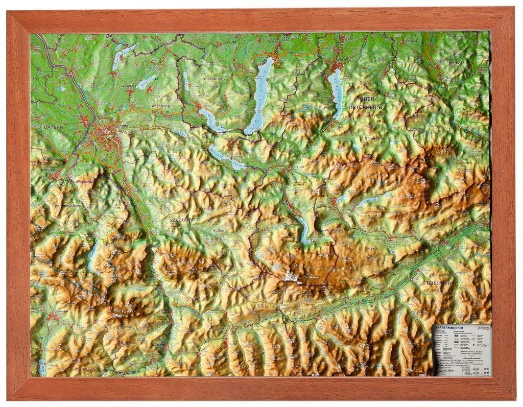 Relief Salzkammergut 1:300.000 mit Holzrahmen