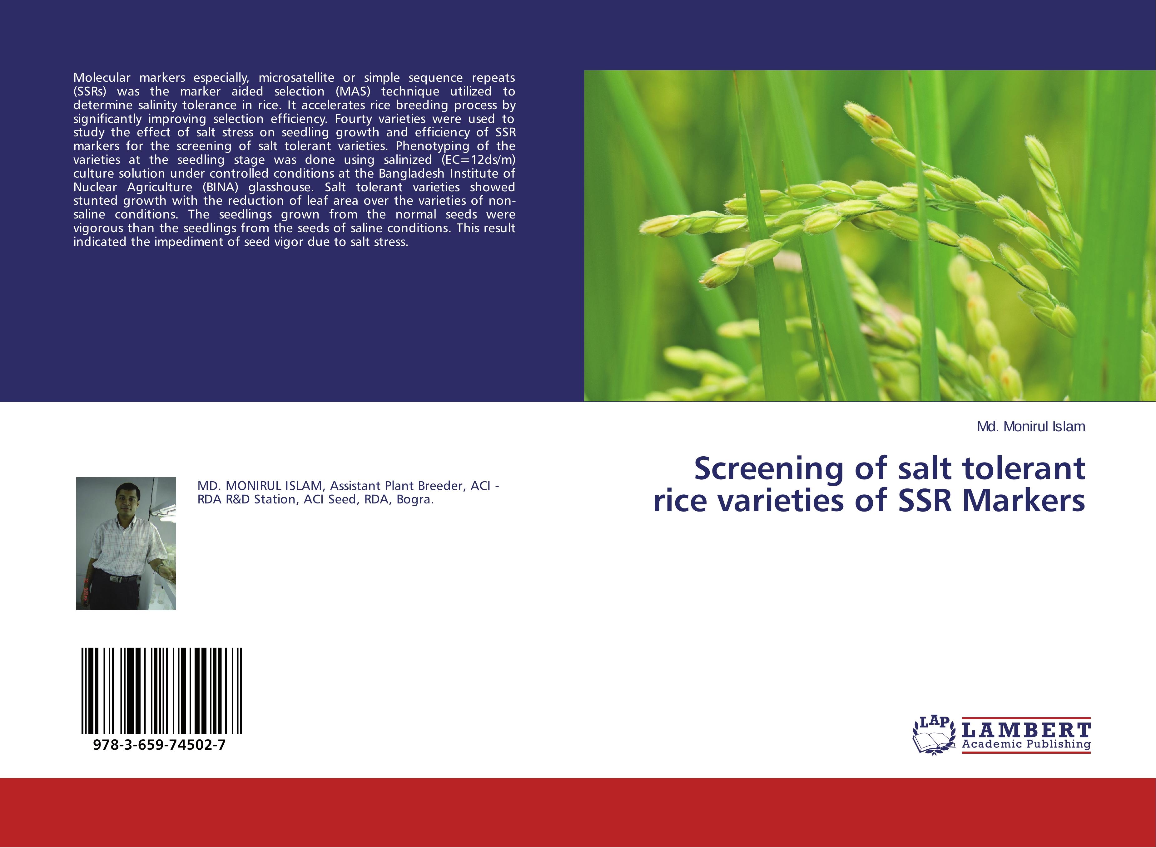 Screening of salt tolerant rice varieties of SSR Markers