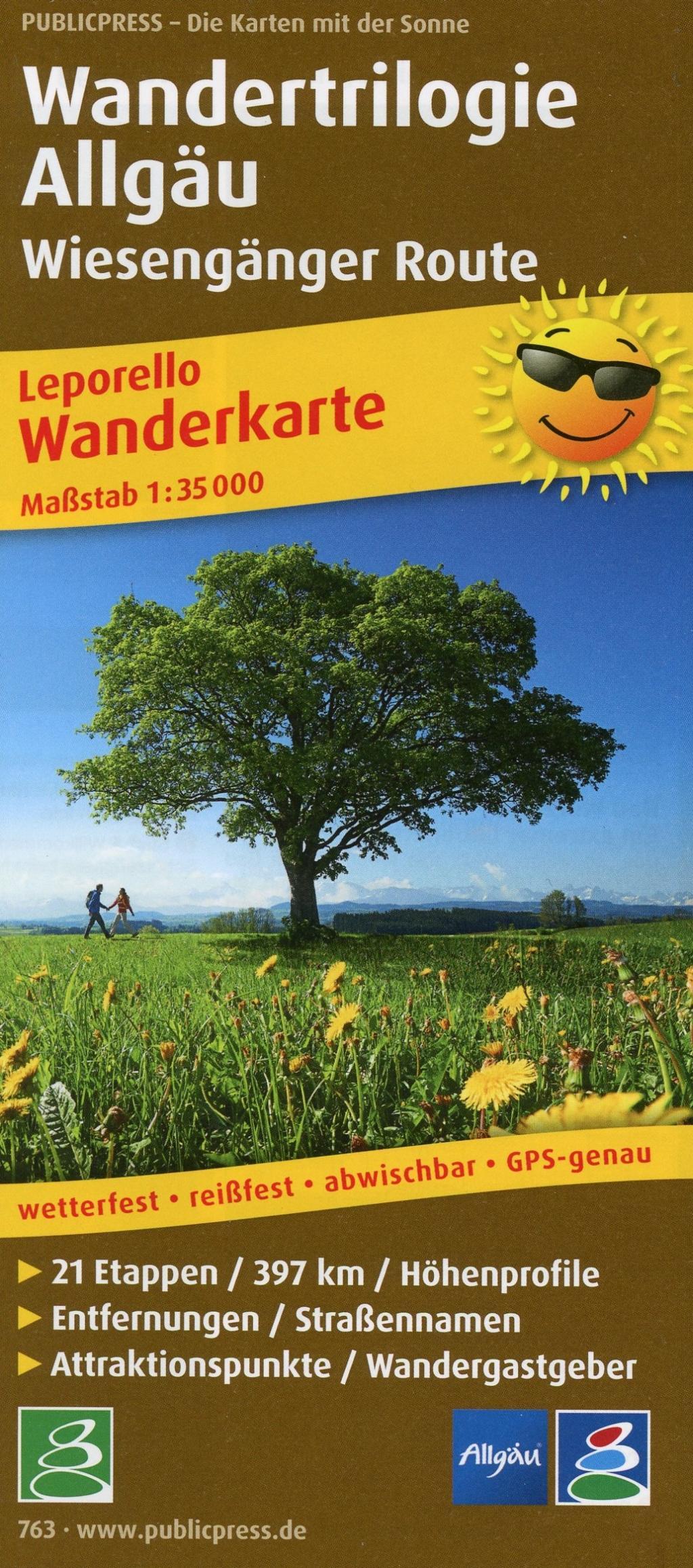 Wanderkarte Wandertrilogie Allgäu - Wiesengänger 1 : 35 000