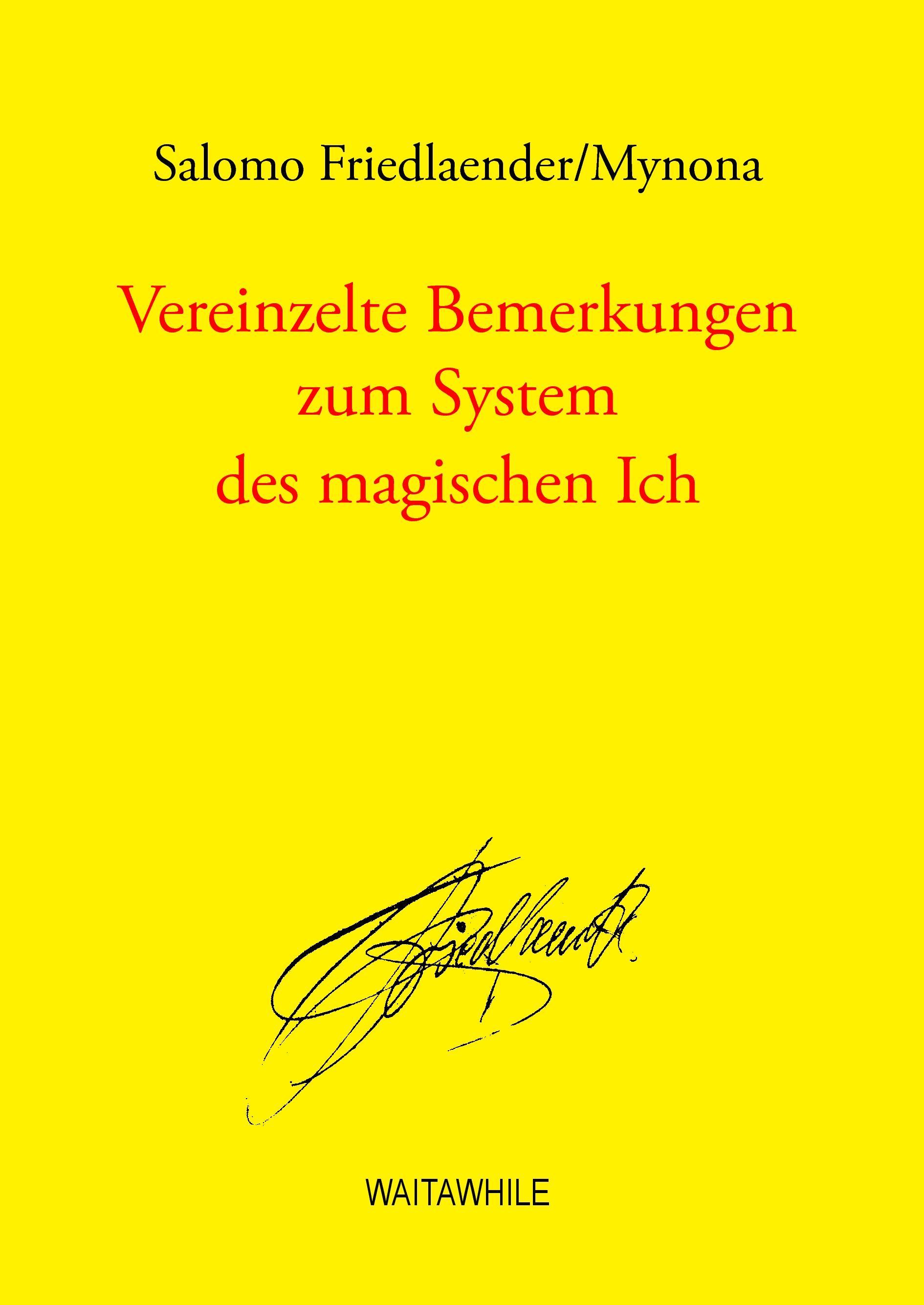 Vereinzelte Bemerkungen zum System des magischen Ich